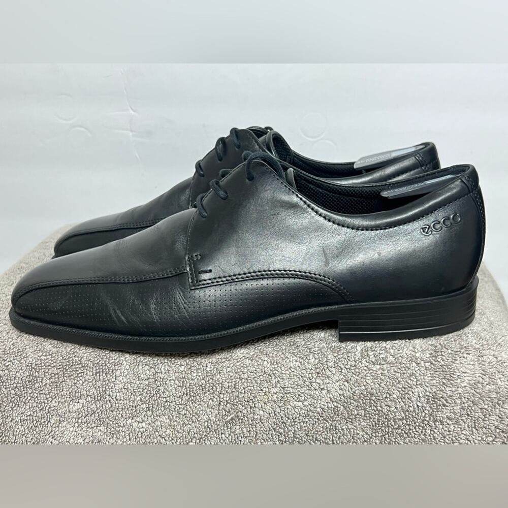 Ecco Edinburgh Bike Toe Oxford Dress Shoe Men 9/9.5  US EUR 43 Black Leather